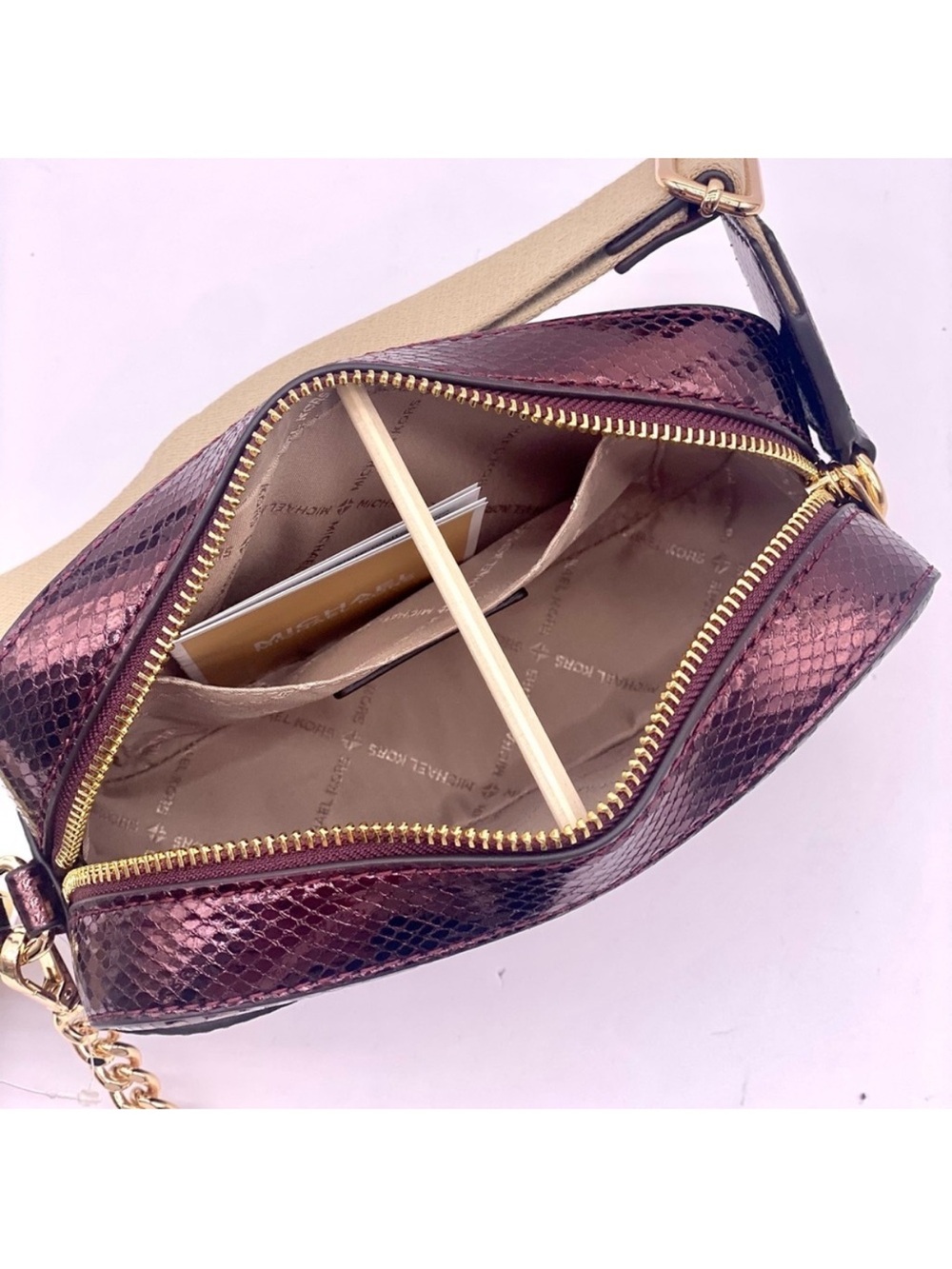 Michael Kors Maisie 2-in-1 Camera Crossbody - Oxblood Embossed Leather - Picture 6 of 10